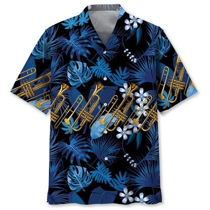 Blue Trombone Tropical Hawaiian Shirt