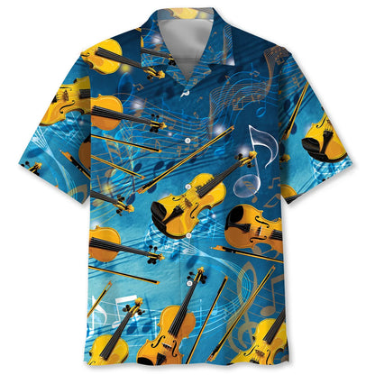 Blue Violin Art Hawaiian Shirt