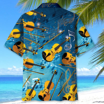 Blue Violin Art Hawaiian Shirt