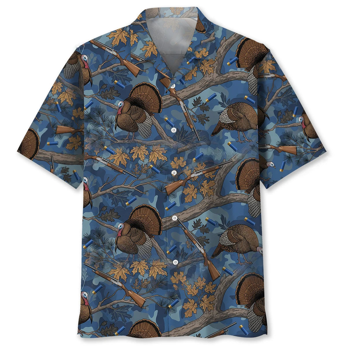 Blue Wild Turkey Hunting Hawaiian Shirt
