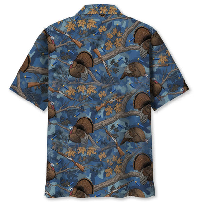 Blue Wild Turkey Hunting Hawaiian Shirt