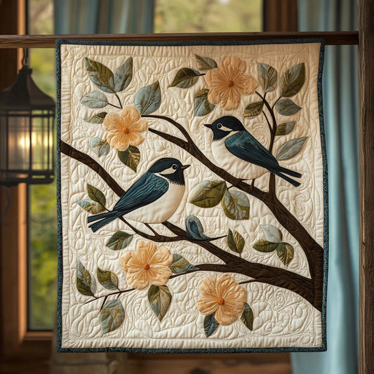 Bluebirds In Bloom Quilt Blanket