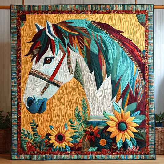 Bohemian Horse Quilt Blanket