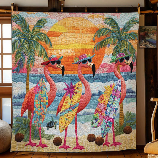 Boho Flamingo Summer Quilt Blanket