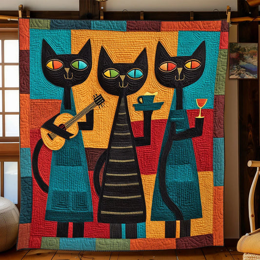 Boho Kitties Quilt Blanket