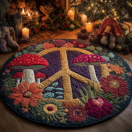 Boho Mushroom Quilted Round Mat