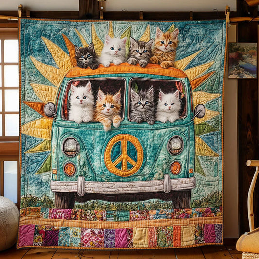 Boho Van Cat Quilt Blanket