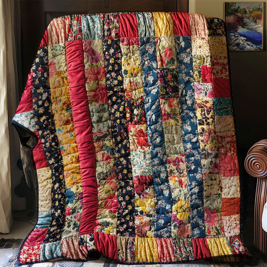 Boho Whimsical Patchwork Quilt Blanket