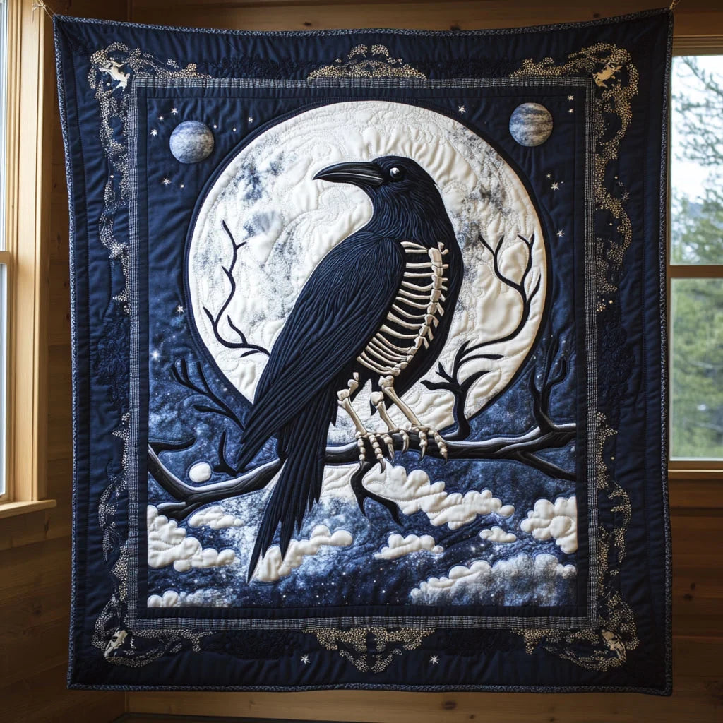 Bone Raven Quilt Blanket
