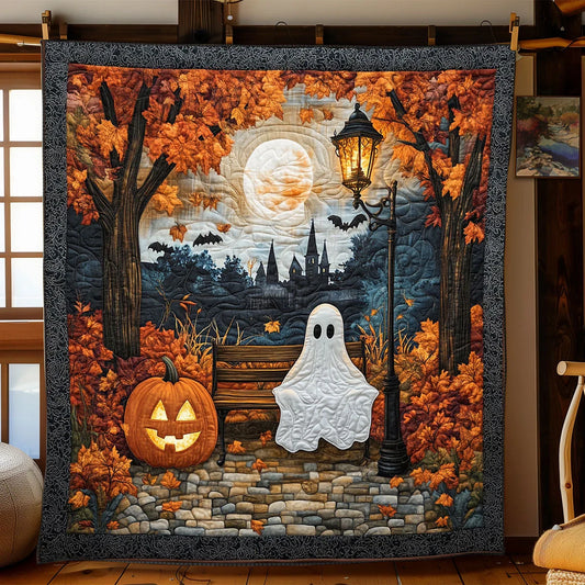 Boo On The Bench Quilt Blanket