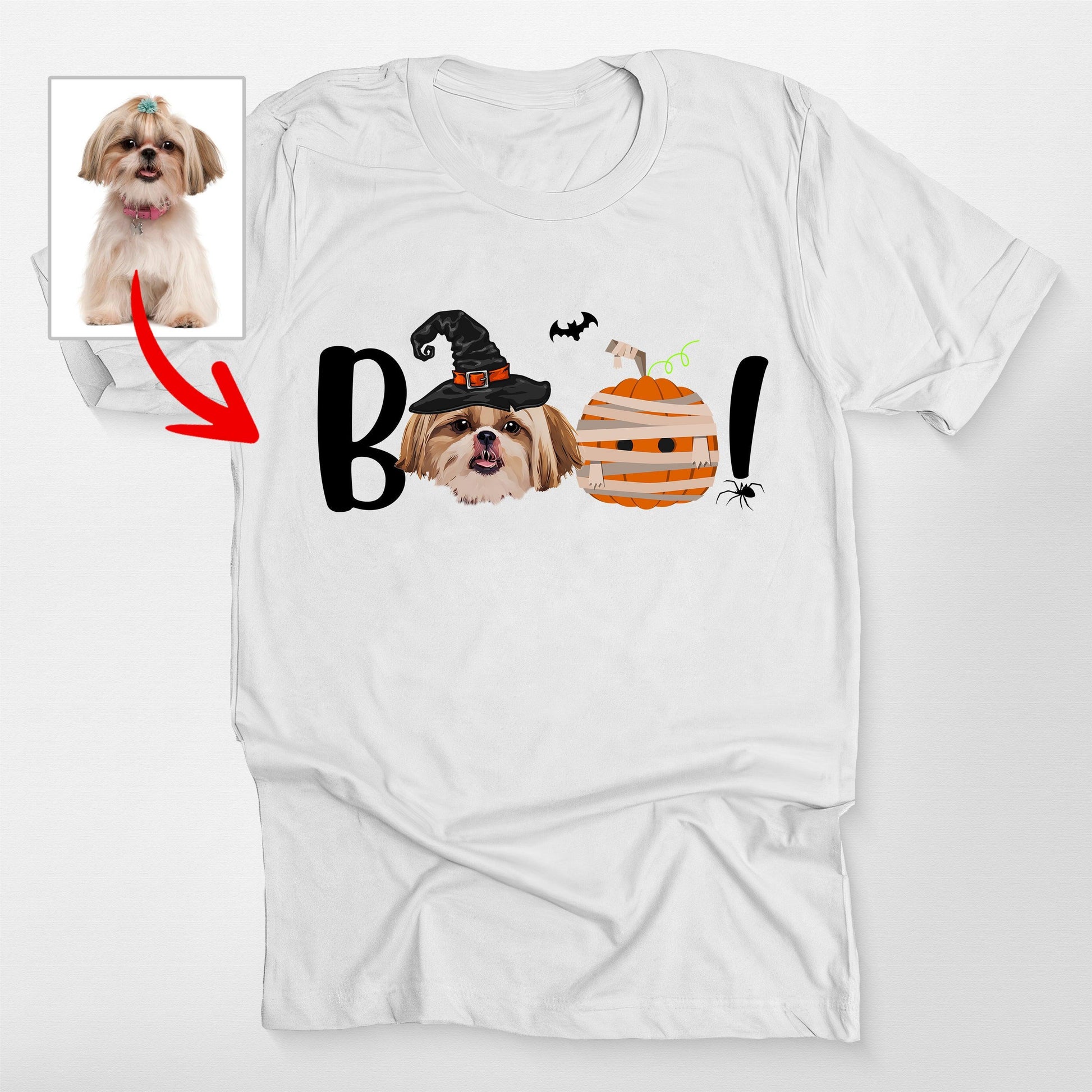 Boo Customized Halloween Dog Portrait Unisex T-Shirt, custom pet portrait gift for pet lovers (view 5)