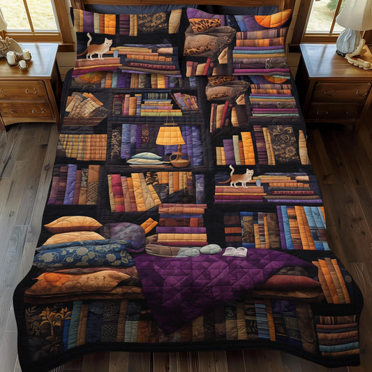 Vintage Bookshelf 3-Piece Quilted Bedding Set - Single (59" x 70")