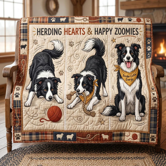 Border Collie Energy Quilt Blanket