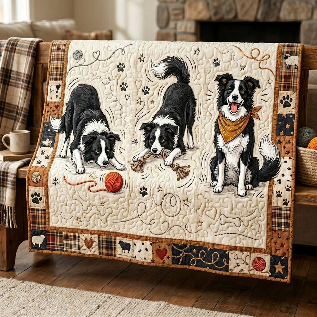 Border Collie Joy Quilt Blanket