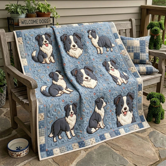 Border Collie Patchwork Quilt Blanket