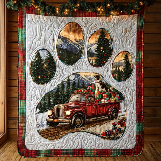 Border Collie Paw Dreams Quilt Blanket