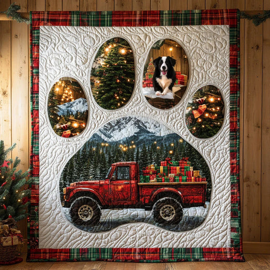 Border Collie Paw Joy Quilt Blanket
