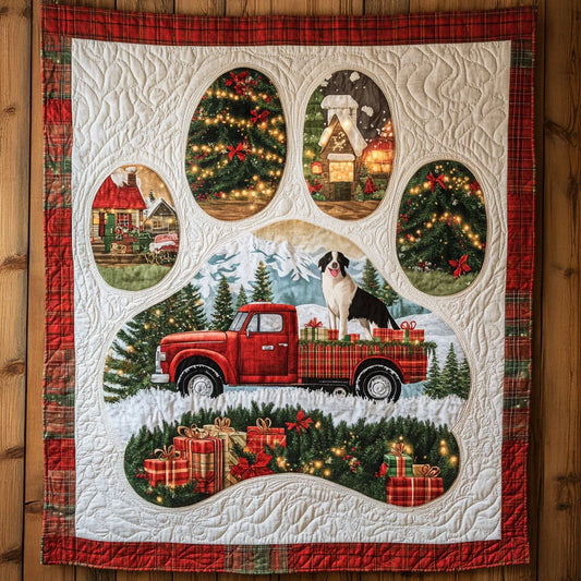 Border Collie Paw Magic Quilt Blanket