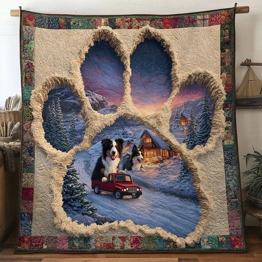 Border Collie Paw Night Quilt Blanket