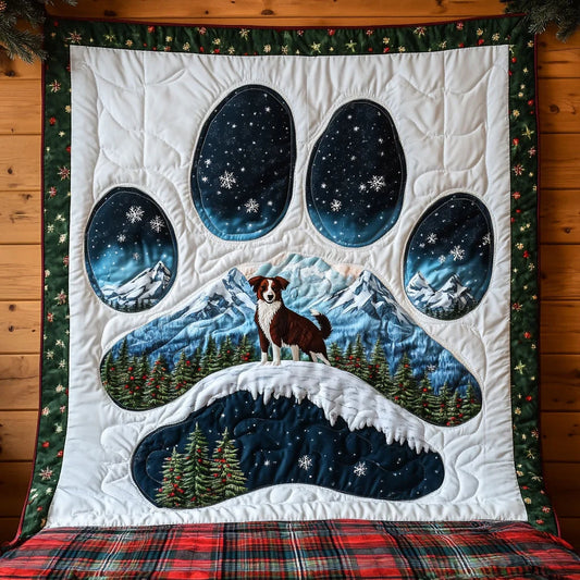 Border Collie Paw Wonderland Quilt Blanket
