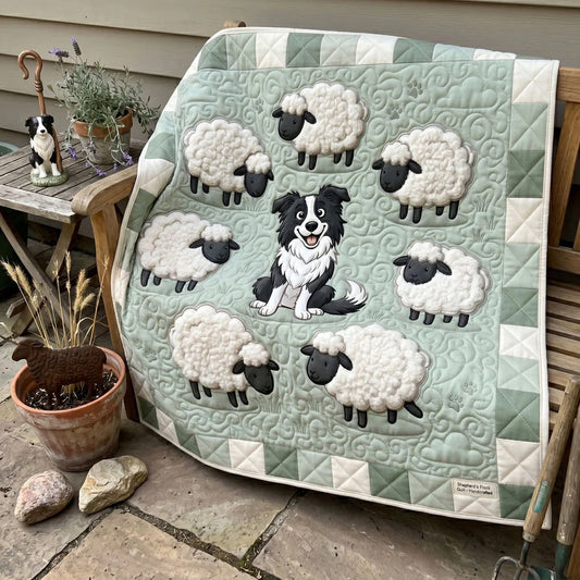Border Collie Sheep Circle Quilt Blanket