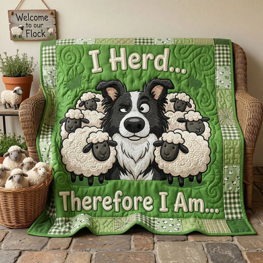 Border Collie Sheep Herding Quilt Blanket