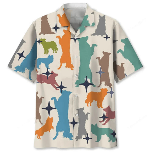 Border Collie Colorful Hawaiian Shirt - M - hawaiian shirt