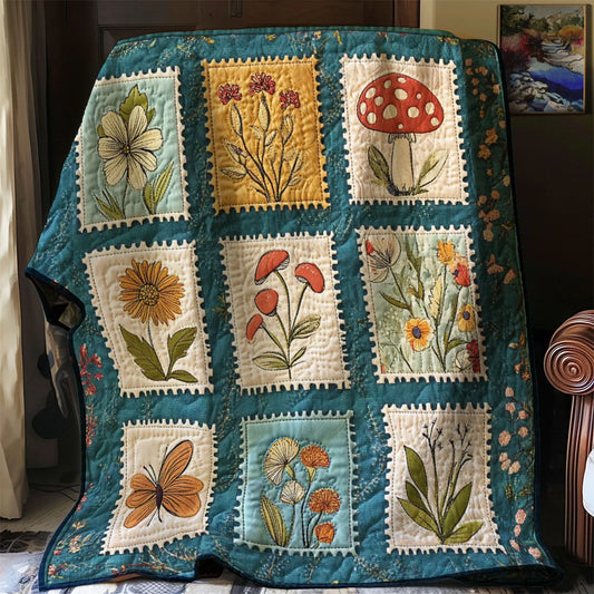 Botanical Postmarks Quilt Blanket