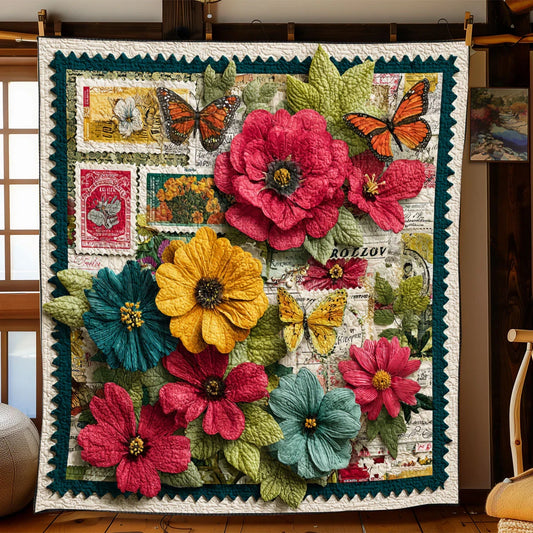 Botanical Stamp Memories Quilt Blanket