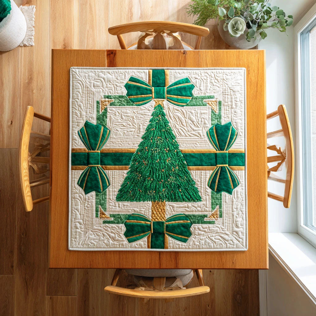 Bow Tree Quilted Table Topper