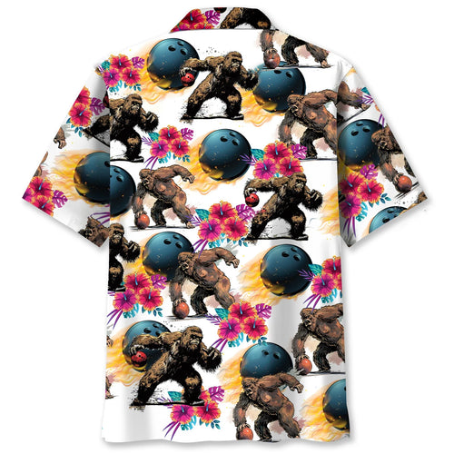Bowling Bigfoot Hibiscus Hawaiian Shirt
