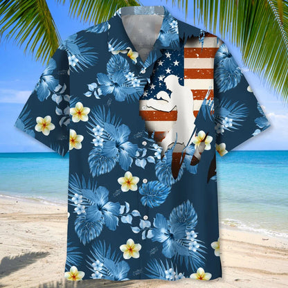 Boxing Usa Blue Tropical Hawaiian Shirt