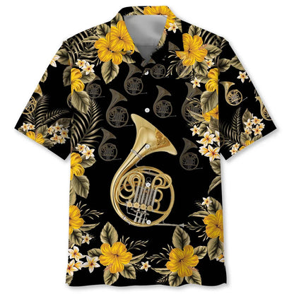 Brass French Horn Hawaiian Shirt