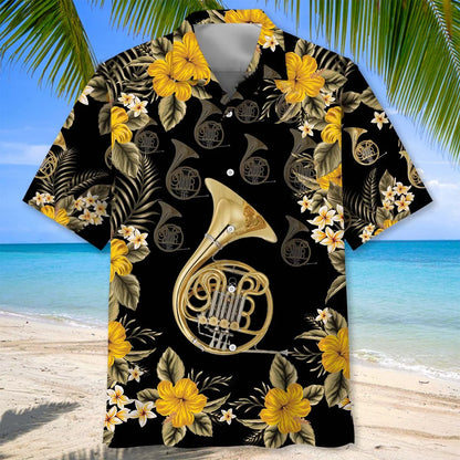 Brass French Horn Hawaiian Shirt