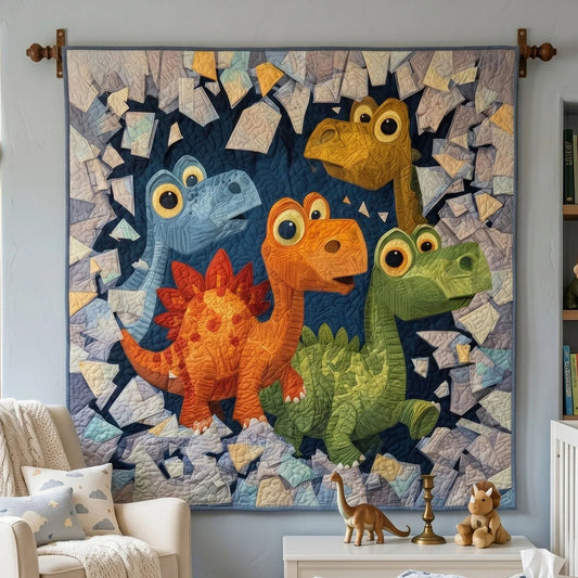 Brave Brontos Quilt Blanket - Quilted Blanket by OtterMia