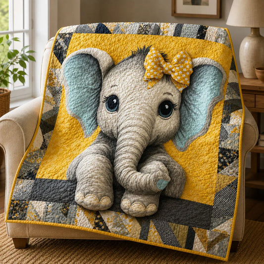Brave Elephant Quilt Blanket - Quilted Blanket by OtterMia