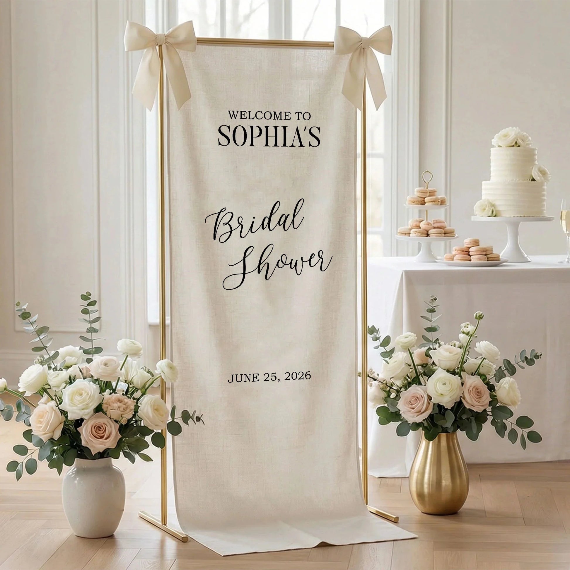 Minimalist Bridal Shower Banner Personalized Custom Name Bridal Shower Welcome Backdrop Decor, bridal shower decor