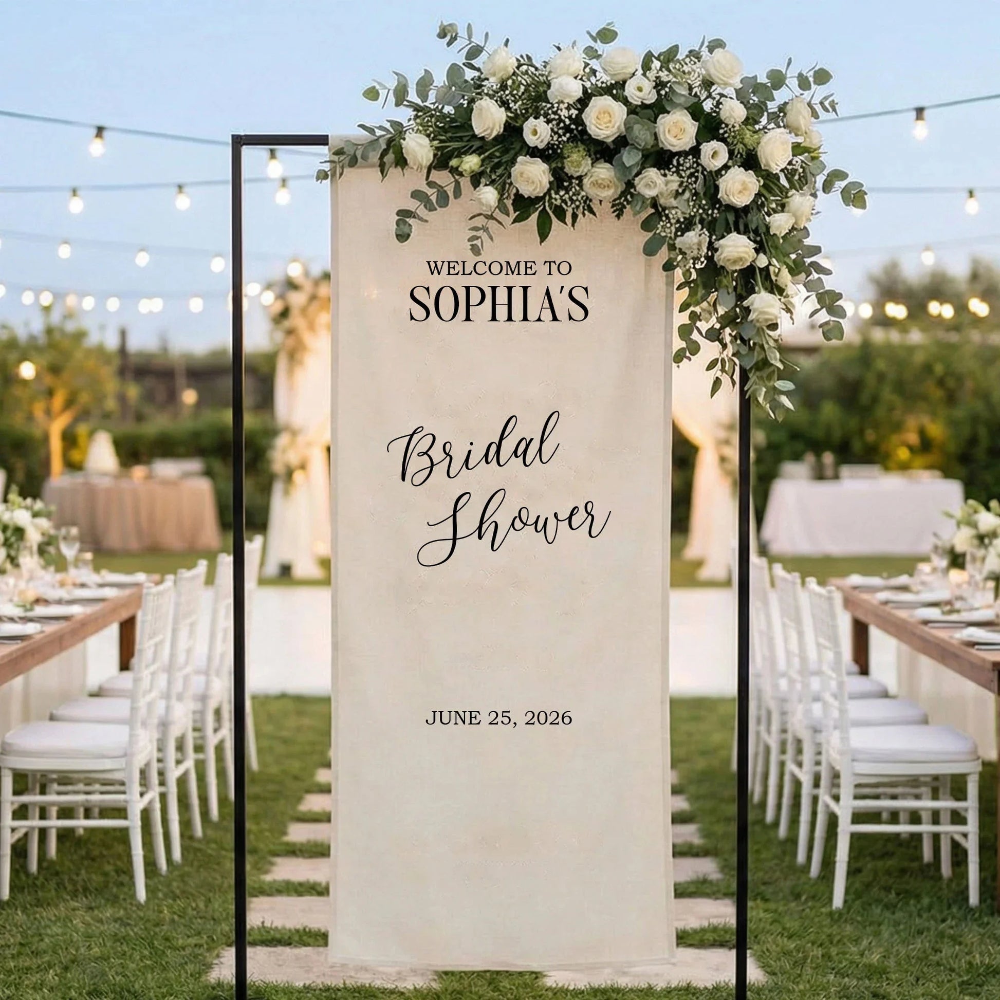 Minimalist Bridal Shower Banner Personalized Custom Name Bridal Shower Welcome Backdrop Decor, bridal shower decor (view 3)