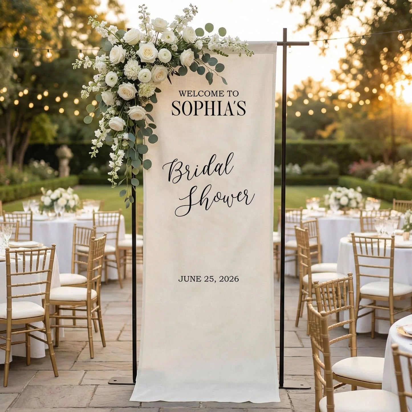 Minimalist Bridal Shower Banner Personalized Custom Name Bridal Shower Welcome Backdrop Decor, bridal shower decor (view 4)