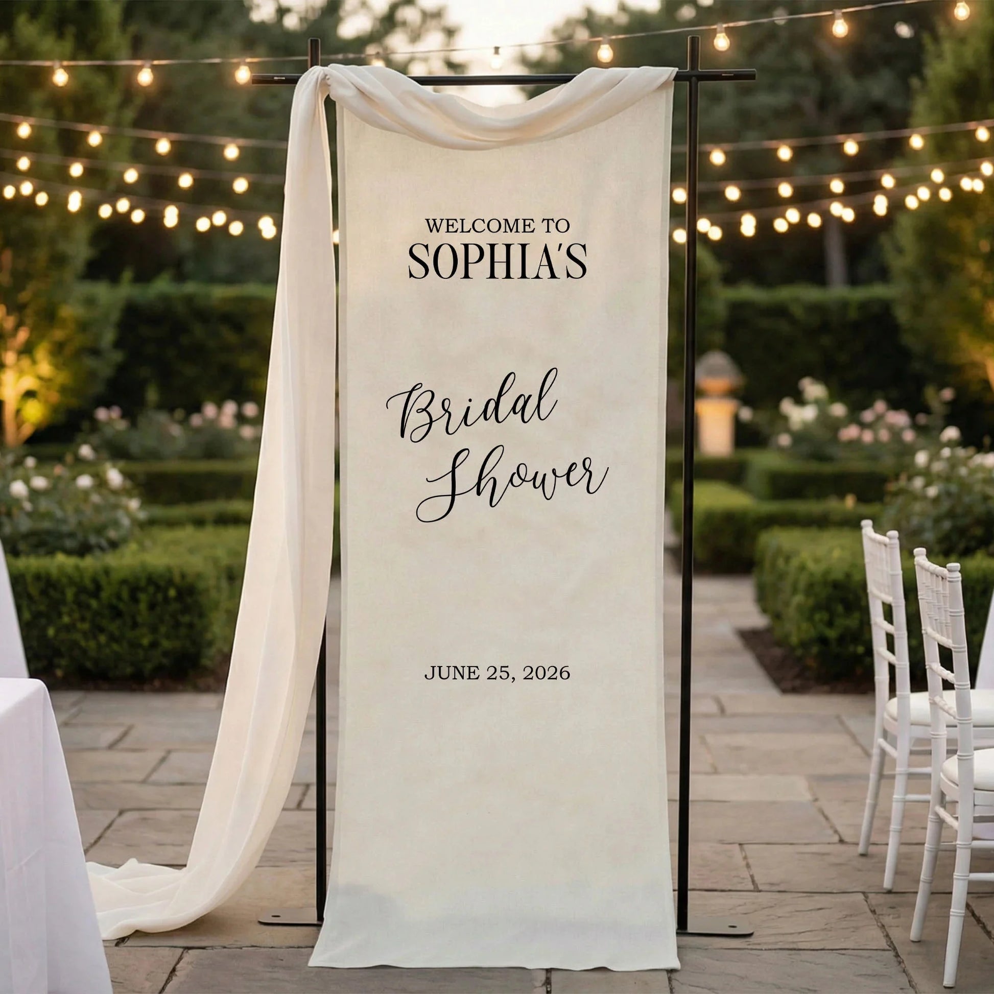 Minimalist Bridal Shower Banner Personalized Custom Name Bridal Shower Welcome Backdrop Decor, bridal shower decor (view 5)