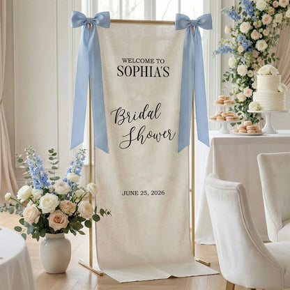 Minimalist Bridal Shower Banner Personalized Custom Name Bridal Shower Welcome Backdrop Decor, bridal shower decor (view 6)