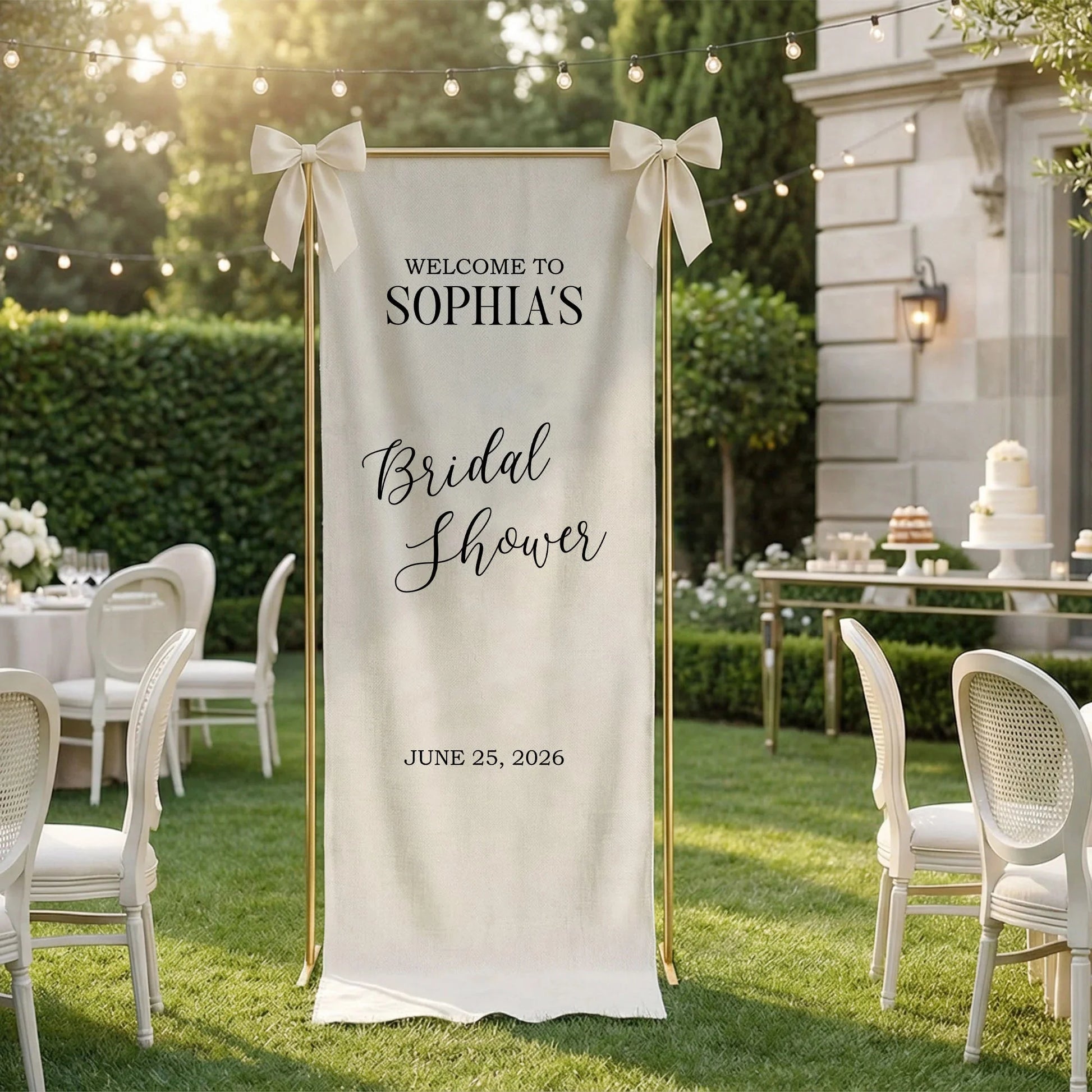 Minimalist Bridal Shower Banner Personalized Custom Name Bridal Shower Welcome Backdrop Decor, bridal shower decor (view 8)
