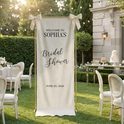 Minimalist Bridal Shower Banner Personalized Custom Name Bridal Shower Welcome Backdrop Decor, bridal shower decor (view 8)