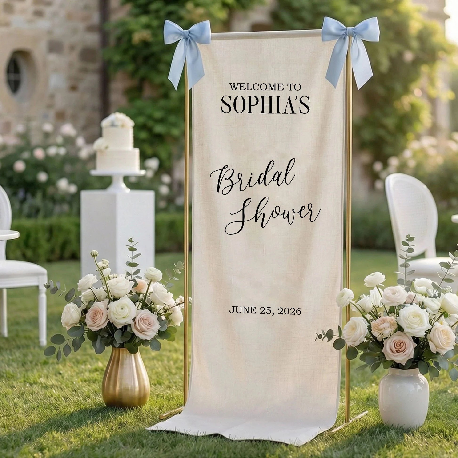 Minimalist Bridal Shower Banner Personalized Custom Name Bridal Shower Welcome Backdrop Decor, bridal shower decor (view 9)