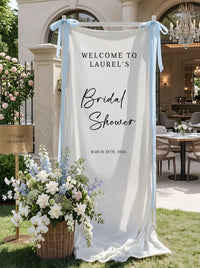 Bridal Shower Banner Stand Personalized Bridal Shower Welcome Sign Custom Name Linen Bridal Shower Decor, bridal shower decor