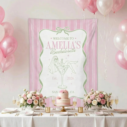 Bachelorette Party Banner Personalized Bride Bachelorette Backdrop Custom Name Bridal Shower Party Banner, bridal shower d...