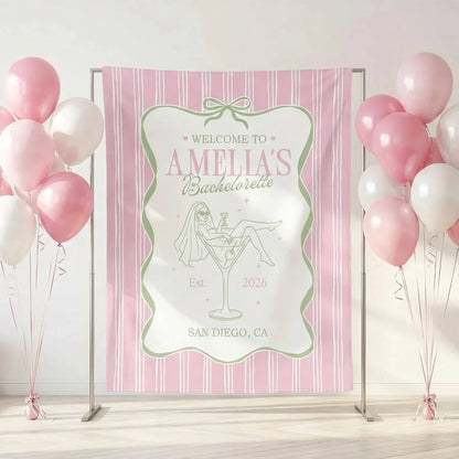 Bachelorette Party Banner Personalized Bride Bachelorette Backdrop Custom Name Bridal Shower Party Banner, bridal shower d...
