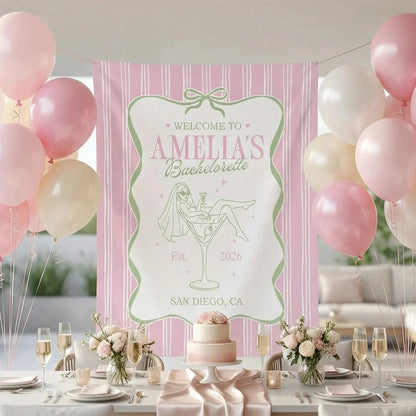 Bachelorette Party Banner Personalized Bride Bachelorette Backdrop Custom Name Bridal Shower Party Banner, bridal shower d...