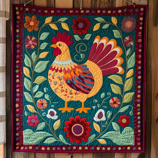 Bright Chicken Quilt Blanket