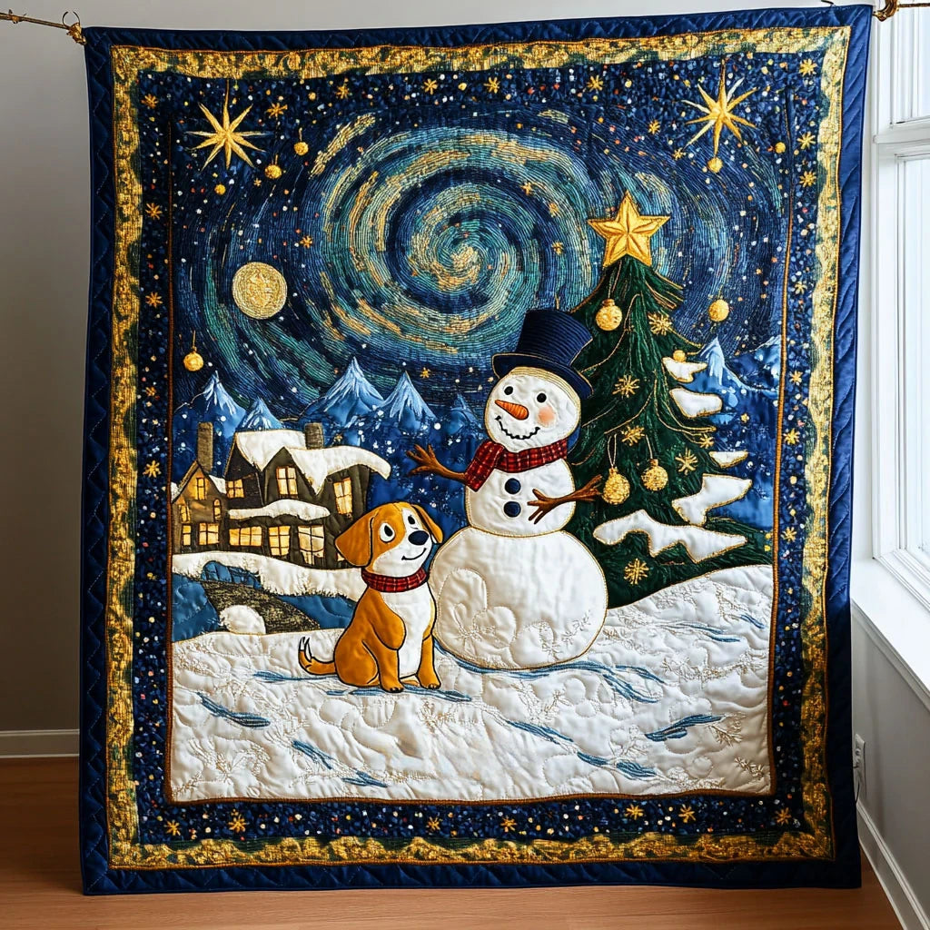Bright Family Snowman Quilt Blanket